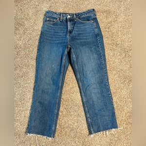 TopShop Straight Cut Crop Medium Blue Denim Jeans 26”